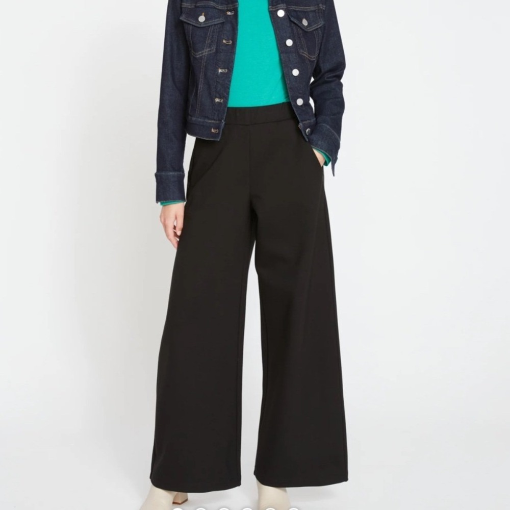 Universal Standard Stephanie Wide Leg Ponte Pants Black Size M Elastic Waist